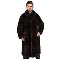 Men’s Dark Brown Shearling Style Coat – Long Winter Fur Jacket