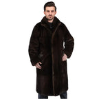 Men’s Dark Brown Shearling Style Coat – Long Winter Fur Jacket