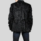 Men's Black Astrakhan Karakul Persian Lamb Fur Coat – Genuine Winter Coat