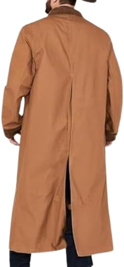 Men's Old Cowboy Full Length Duster Coats - Western Cotton Long Trench Coat for Men