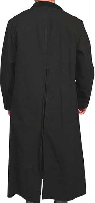 Men's Old Cowboy Full Length Duster Coats - Western Cotton Long Trench Coat for Men