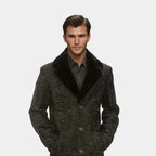 Men's Black Persian Lamb Fur Long Coat – Mink Fur Collar Made-to-Measure