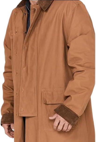 Men's Old Cowboy Full Length Duster Coats - Western Cotton Long Trench Coat for Men
