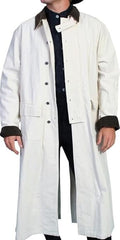 Men's Old Cowboy Full Length Duster Coats - Western Cotton Long Trench Coat for Men