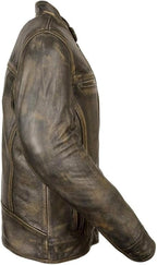 Men's Slim Fit Café Racer Biker Distressed Moto Jacket