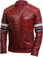 Men's Slim Fit Café Racer Biker Distressed Moto Jacket