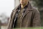 Dean Leather Mid 3/4 Quarter Length Trench Car Coat For Men