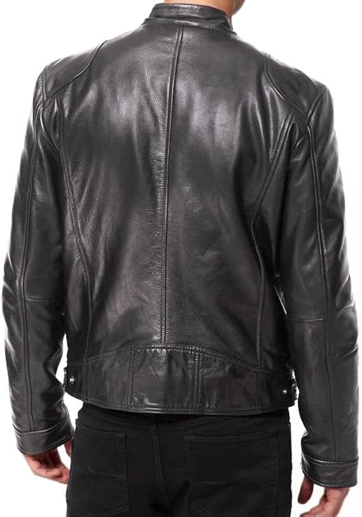 Men's Black Genuine Leather Biker Jacket