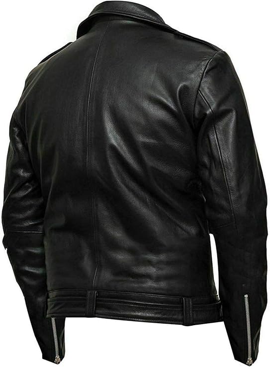 Men's Slim Fit Café Racer Biker Distressed Moto Jacket