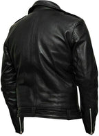 Men's Slim Fit Café Racer Biker Distressed Moto Jacket