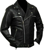 Men's Slim Fit Café Racer Biker Distressed Moto Jacket