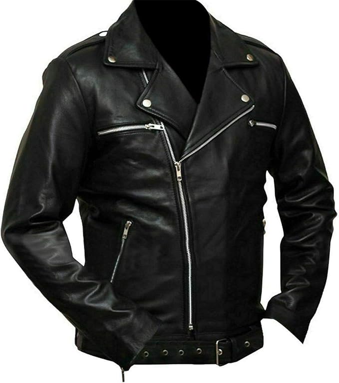 Men's Slim Fit Café Racer Biker Distressed Moto Jacket