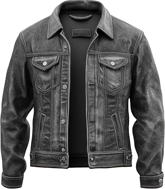 Mens Distressed Motorcycle Genuine Leather Jacket