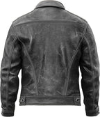 Mens Distressed Motorcycle Genuine Leather Jacket