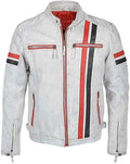 Men's Slim Fit Café Racer Biker Distressed Moto Jacket