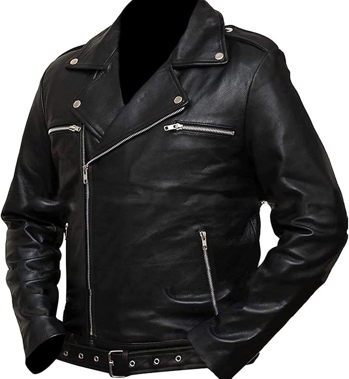 Men's Slim Fit Café Racer Biker Distressed Moto Jacket