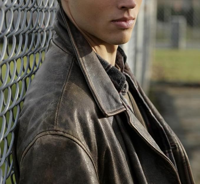 Dean Leather Mid 3/4 Quarter Length Trench Car Coat For Men