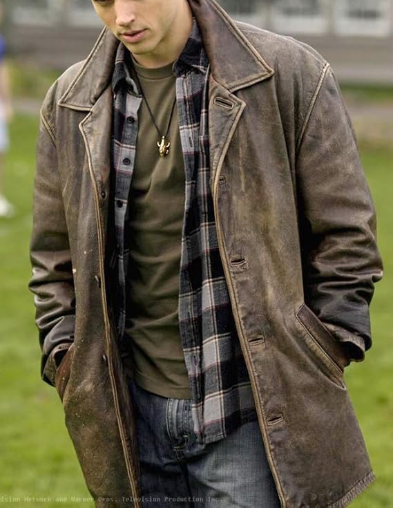 Dean Leather Mid 3/4 Quarter Length Trench Car Coat For Men