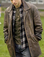 Dean Leather Mid 3/4 Quarter Length Trench Car Coat For Men
