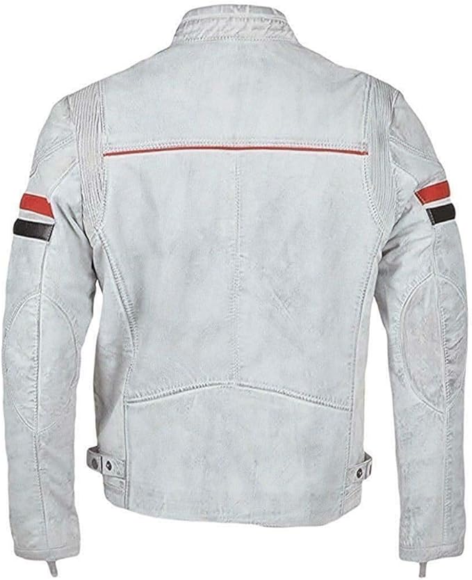 Men's Slim Fit Café Racer Biker Distressed Moto Jacket