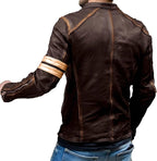 Men's Slim Fit Café Racer Biker Distressed Moto Jacket