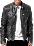 Men's Black Genuine Leather Biker Jacket
