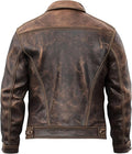 Mens Distressed Motorcycle Genuine Leather Jacket