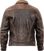 Mens Distressed Motorcycle Genuine Leather Jacket