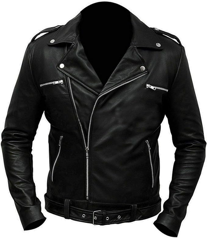 Men's Slim Fit Café Racer Biker Distressed Moto Jacket