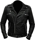 Men's Slim Fit Café Racer Biker Distressed Moto Jacket