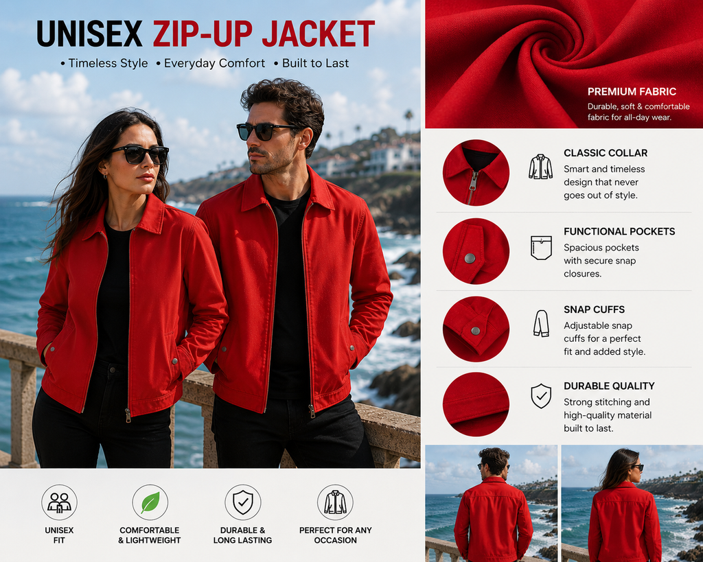 Red Leather Jacket for Men & Women
