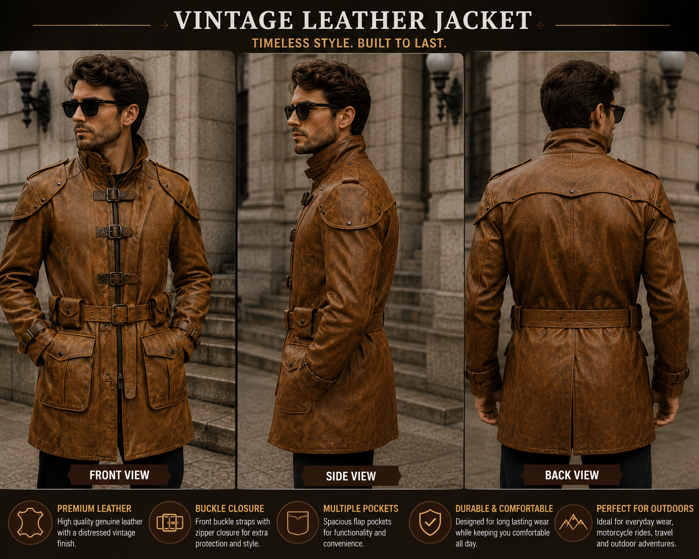 Vintage Brown Leather Jacket