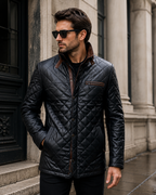 Men's Black Quilted Leather Jacket