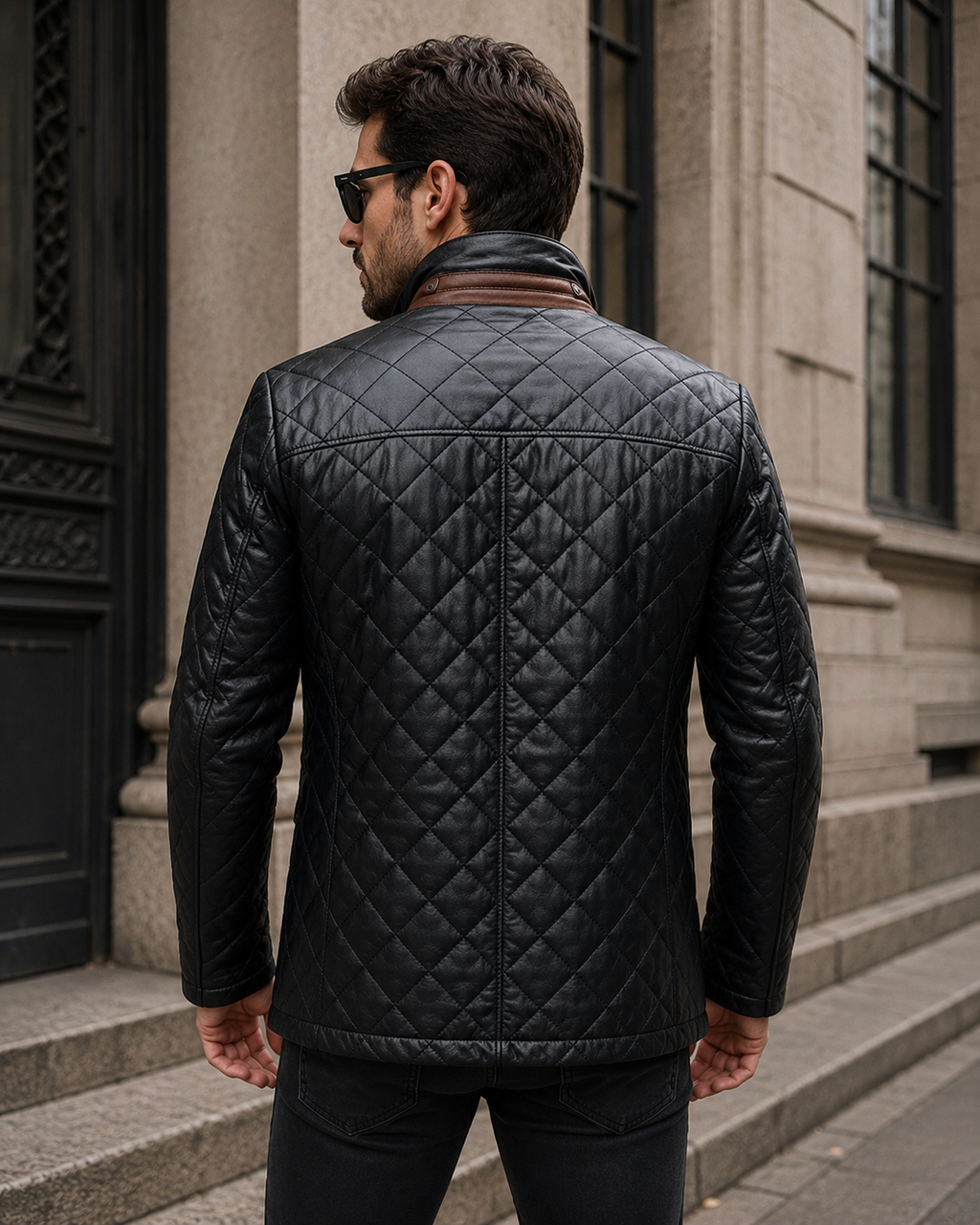 Men's Black Quilted Leather Jacket