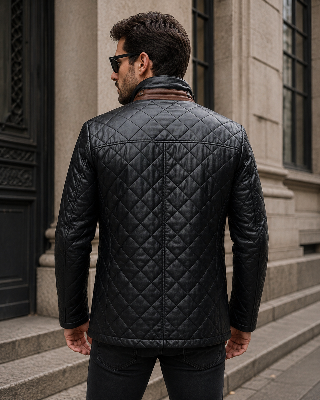 Men's Black Quilted Leather Jacket