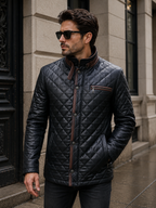 Men's Black Quilted Leather Jacket