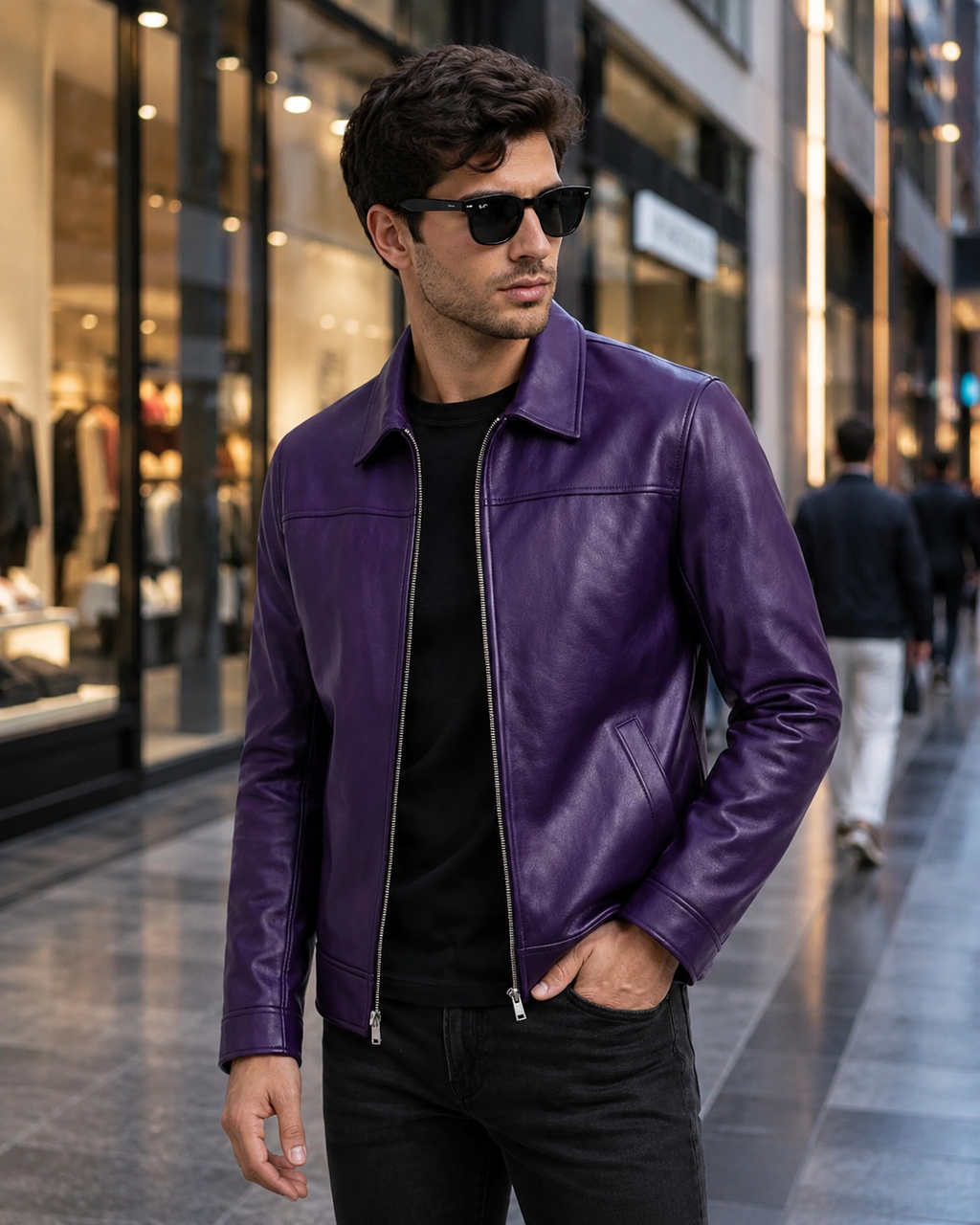 Men's Purple Leather Jacket