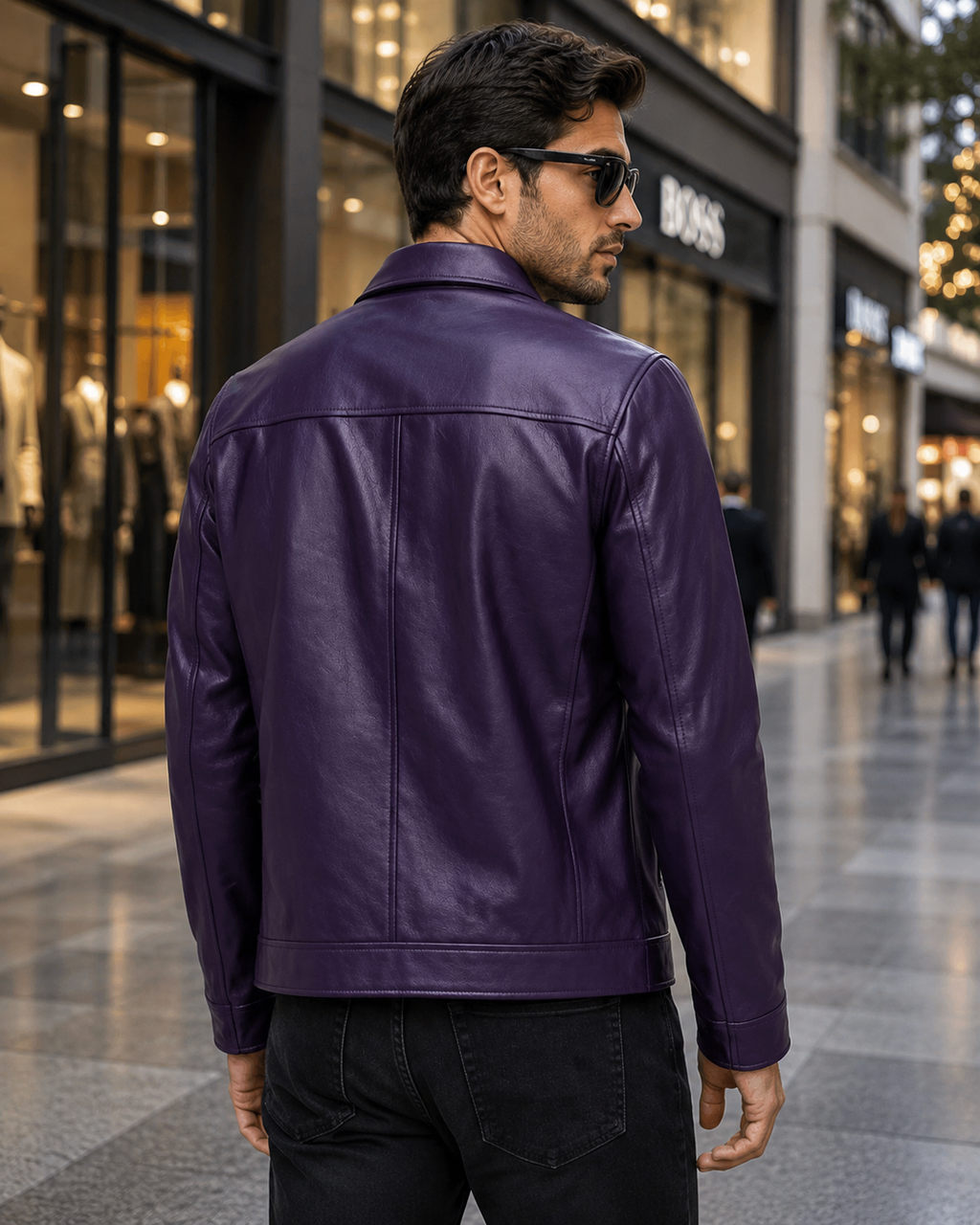 Men's Purple Leather Jacket