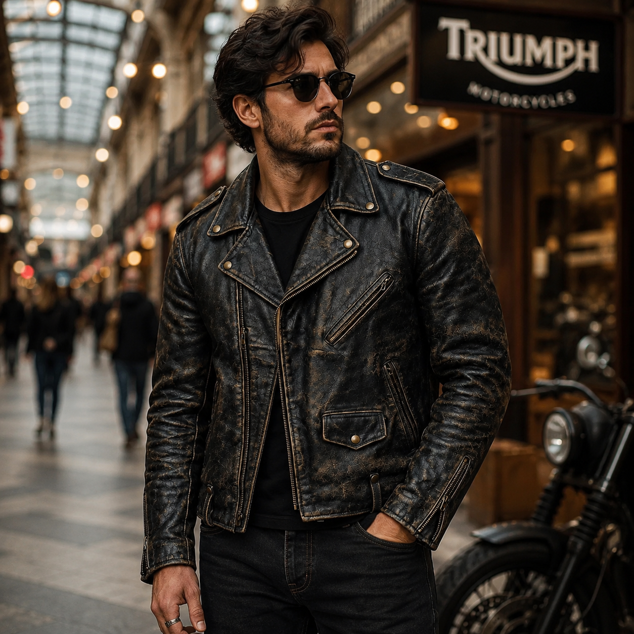 Men's Vintage Black Leather Jacket