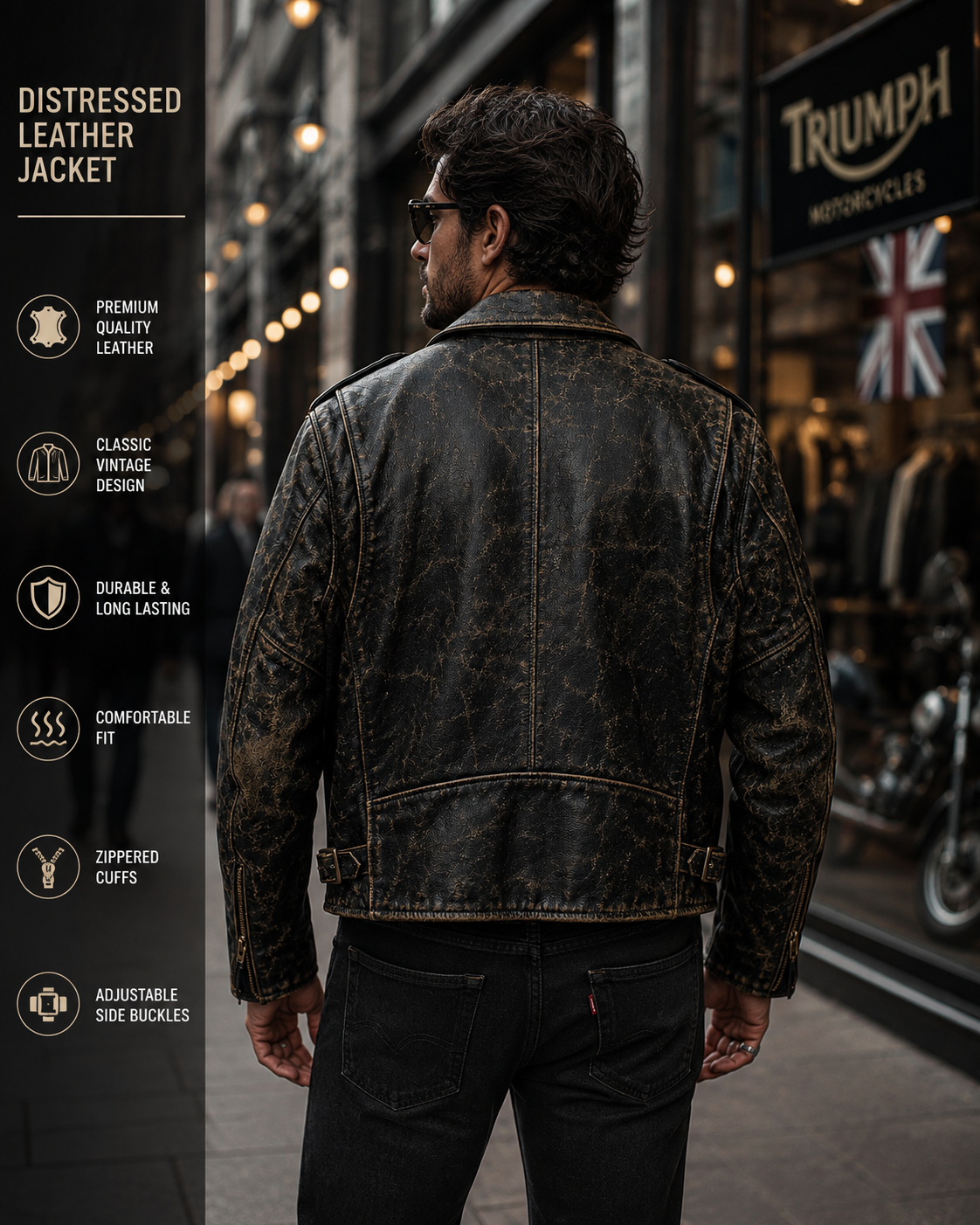 Men's Vintage Black Leather Jacket