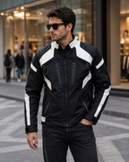 Men's Black & White Leather Jacket