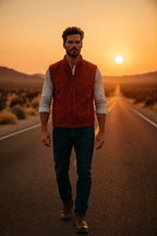 Men's Red Persian Lamb Fur Vest – Genuine Karakul Astrakhan Waistcoat