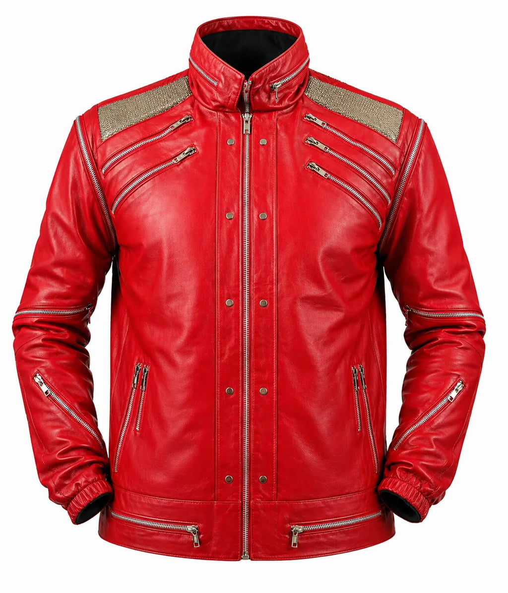 Michael Jackson "Beat It" Style Red Leather Jacket