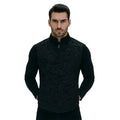 Men’s Black Textured Vest – Zip-Up Stand Collar Waistcoat