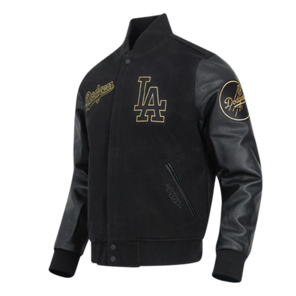 ANGELES DODGERS BLACK & GOLD MEN'S WOOL VARSITY JACKET