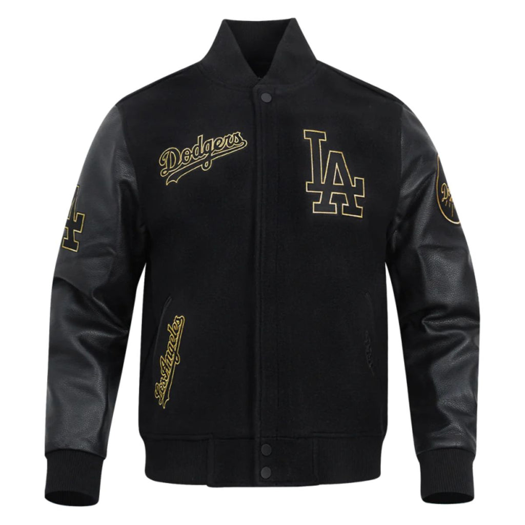 ANGELES DODGERS BLACK & GOLD MEN'S WOOL VARSITY JACKET