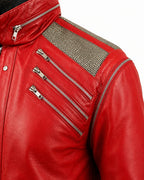 Michael Jackson "Beat It" Style Red Leather Jacket