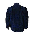 Men's Navy Blue Persian Lamb Fur Bomber Jacket – Genuine Karakul Fur Coat