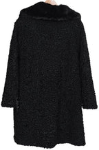 Men's Black Persian Lamb Long Coat – Real Mink Fur Collar Overcoat
