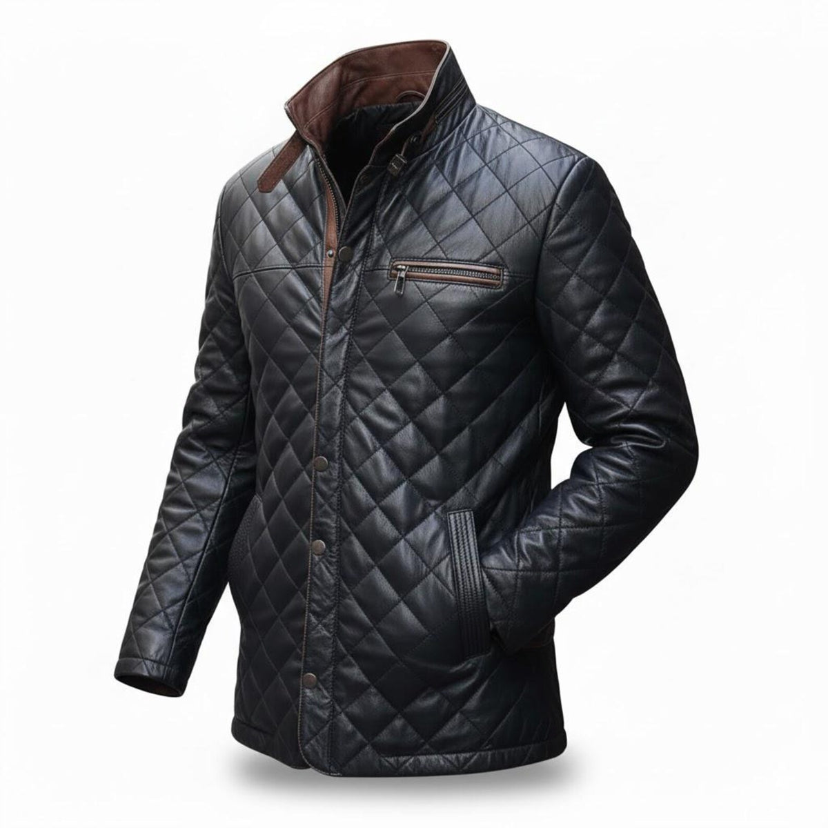 Men's Black Quilted Leather Jacket